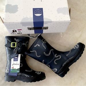 NEW! Printed Tall Rain Boots - Navy with Gray Worms, Size 3